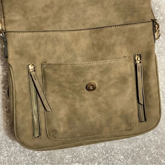 Olive Green Satchel Messenger Crossbody Bag - Picture 14 of 15